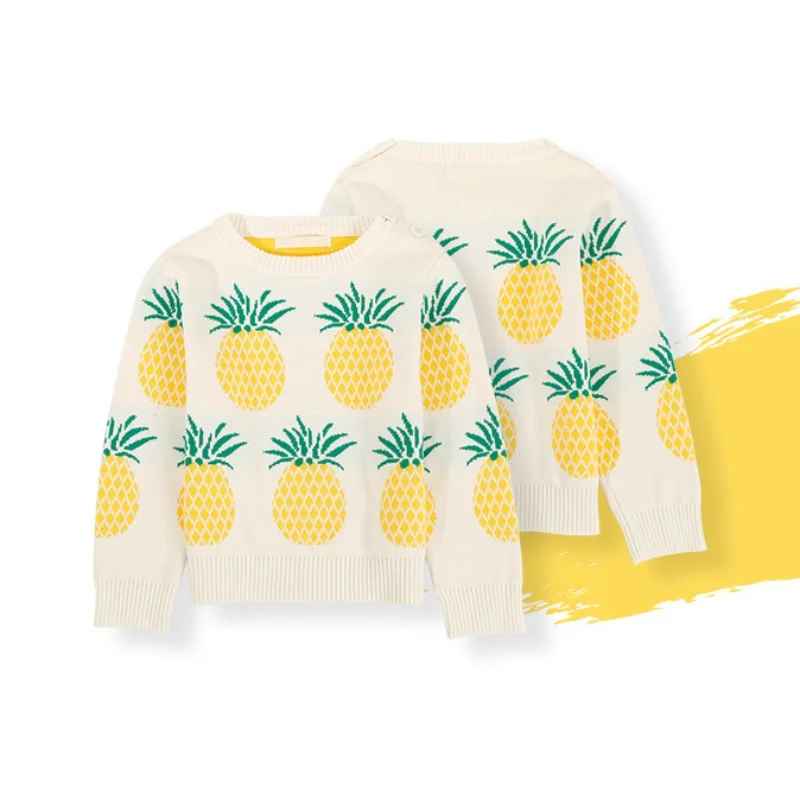 Family Matching Clothes Mother Son Daughter Outfits Mother Baby Boy Girl Kids Cute Pineapple Pattern Long Sleeve Sweaters Tops