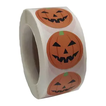 

1 inch 500Pcs/lot Halloween Pumpkin Stickers 25mm Design DIY Roll Envelopes Stocking Seal Sticker Gift Sticker