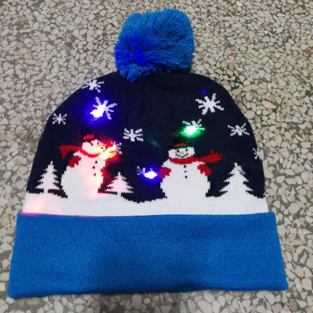 Christmas Hats Beanie Sweater LED Light Knit Hat Santa Elk Hat Light Up Knitted For Kids Adult Gift Merry Christmas