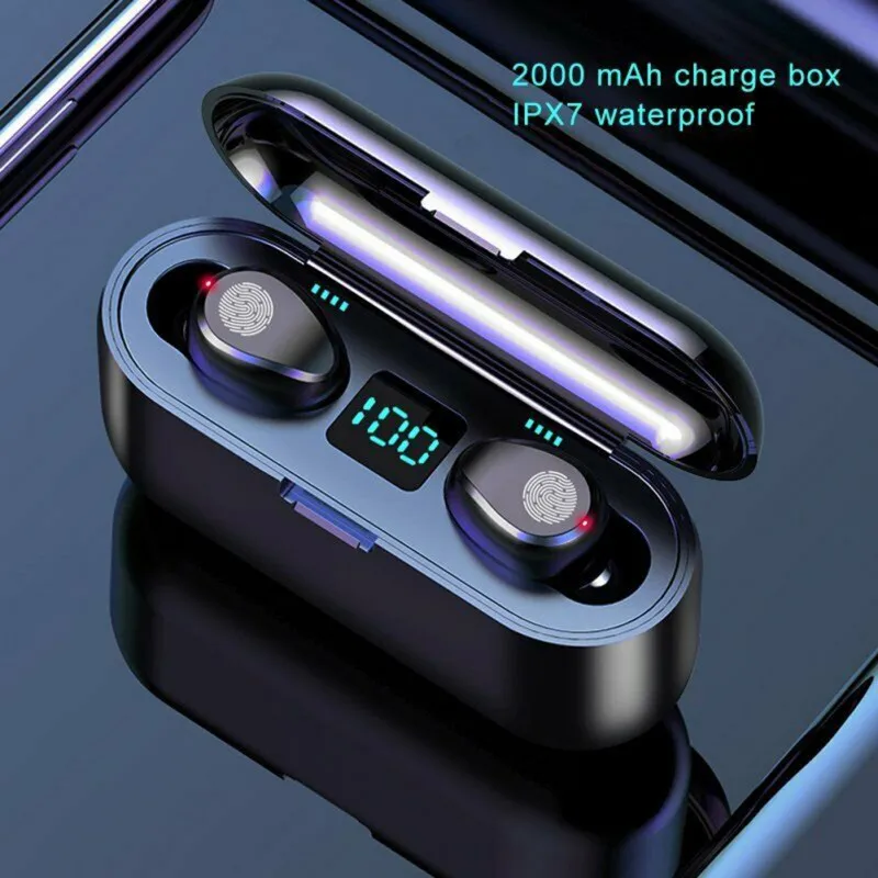 F9 TWS беспроводной Bluetooth наушники светодиодный дисплей с 2000 мАч power Bank гарнитура беспроводная Bluetooth V5.0 наушники