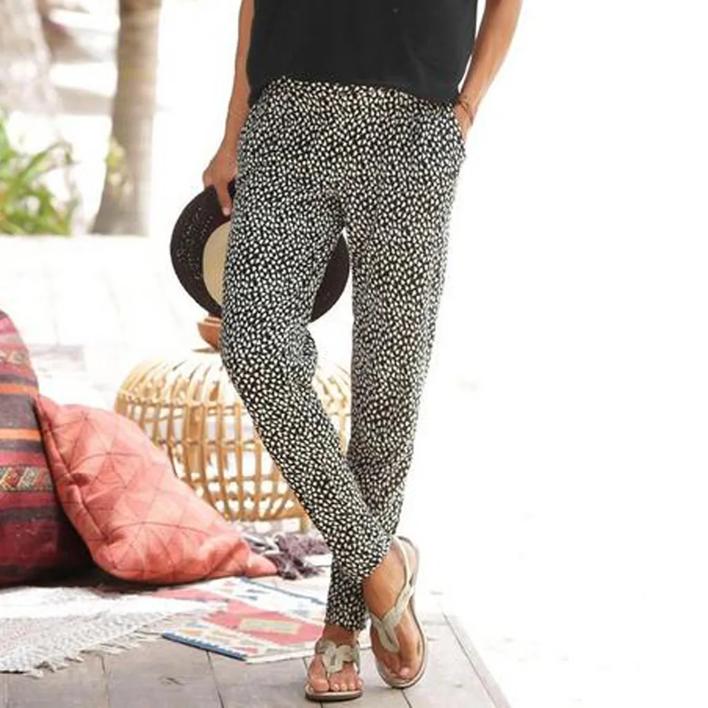 

Plus Size Harem Pants Women Long High Waist Trousers Sandy Beach Tightness Easy Printed Cargo Pants Women Sport Pant pencil