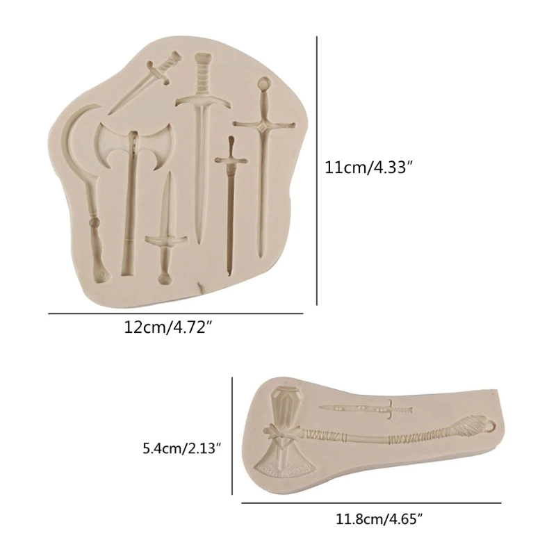 

2Pcs Weapon Sword Axe Knife Pendant Resin Casting Dagger Silicone Mold Art CrafT U4LE