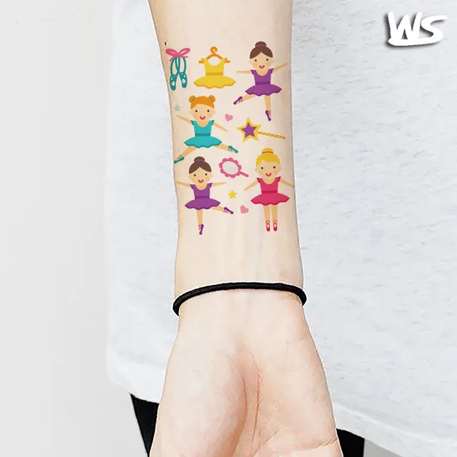 2020 original cartoon ballet girls princess shoes temporary tattoos tattoo paste child customization 2