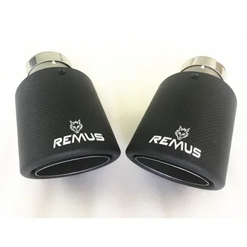 

Car universal modiflcation stainless steel single exhaust pipe full carbon remus logo matt black cover muffler tip for merc