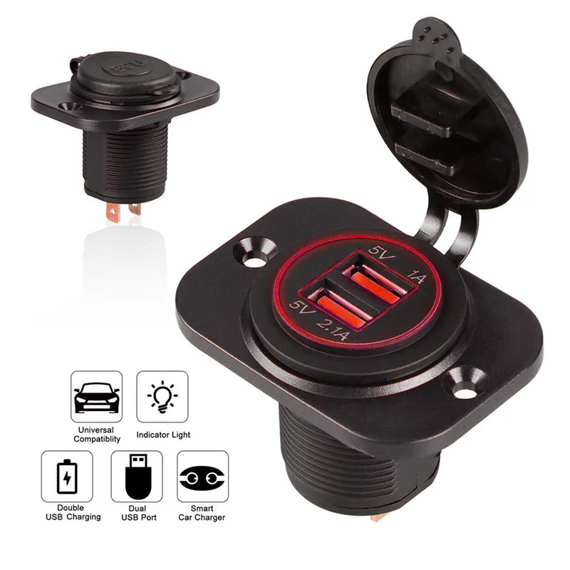 3.1A двойной USB порт автомобильное зарядное устройство розетка водонепроницаемый 12 В светодиодный для Iphone Путешествия измеритель напряжения гнездо адаптера питание
