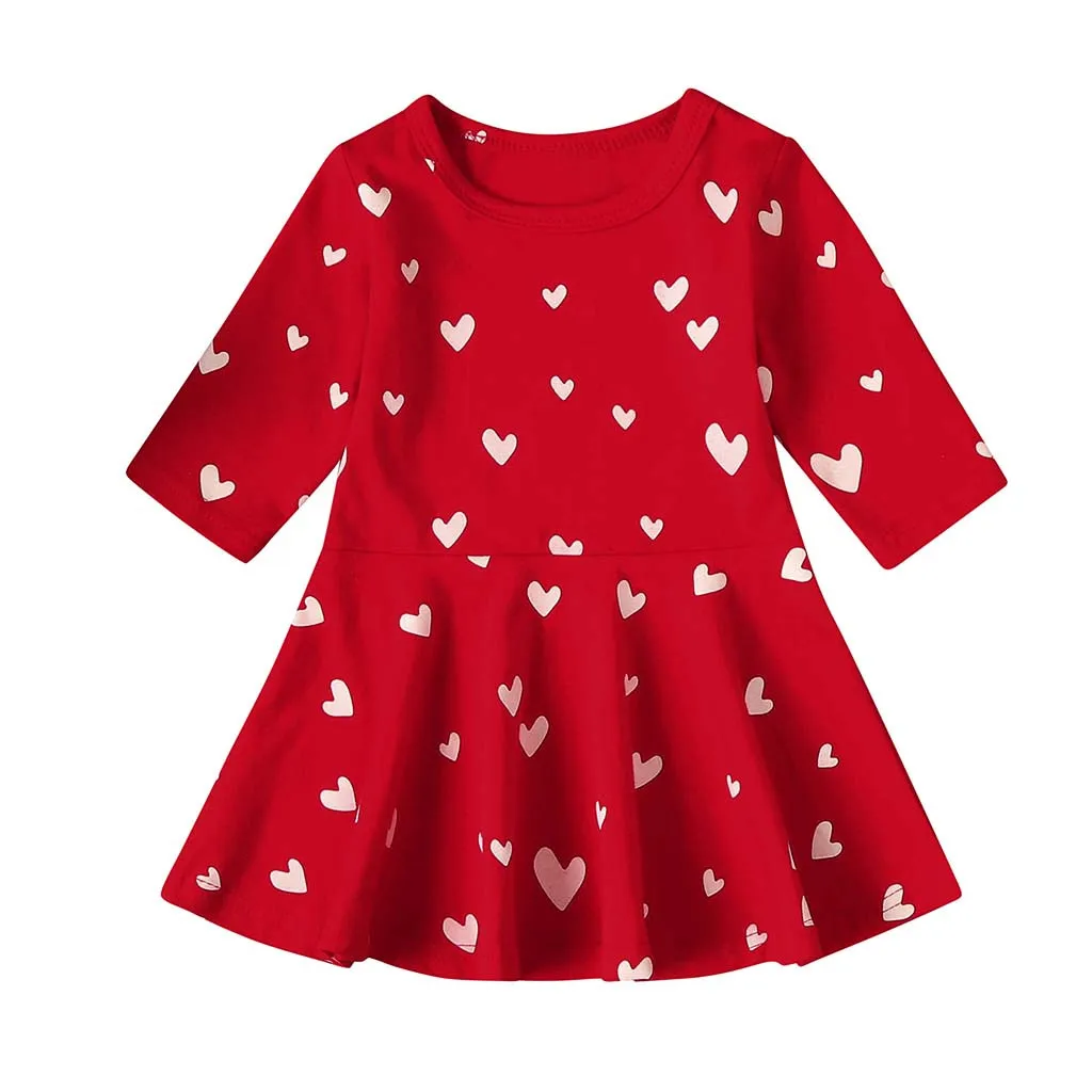 

Toddler Kids Baby Girls Princess Heart print Dress Valentine Outfits Clothes