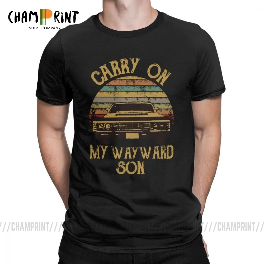 Футболки «Сверхъестественное» винтажные мужские футболки Carry On My wayard Son Dark Heather Уникальные футболки хлопковая одежда с принтом