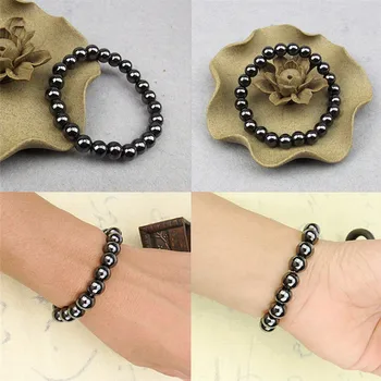 

Unisex 1Pc Weight Loss Round Black Stone Luxury Slimming Product Health Therapy Bracelet Health Care
