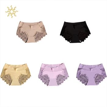

Women Underwear Seamless Lace Stitching Low Waist Briefs Comfortable Breathable Underpants