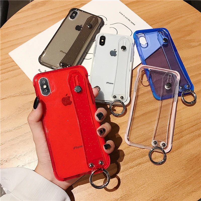 Мягкий Блестящий силиконовый чехол на запястье для iPhone 11 Pro Max X XS XR 6 6S 8 7 Plus
