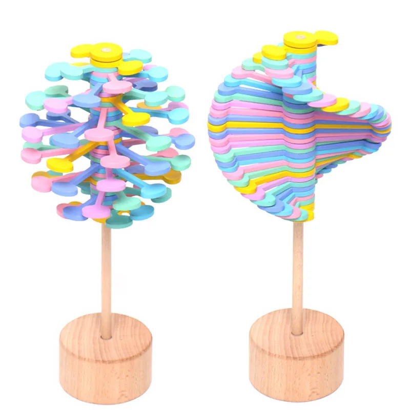 

Wooden Fidget Roll Helicone Magic wand Stress Relief Toy Rotating lollipop Creative art decoration Office decompression Children