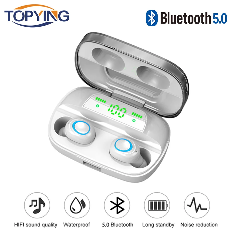 

TOPYING TP02 Wireless Earphones IPX5 Waterproof Bluetooth Earphone In True Ear Buds Mini Earbuds with Dual Mic For Huawei Xiaomi