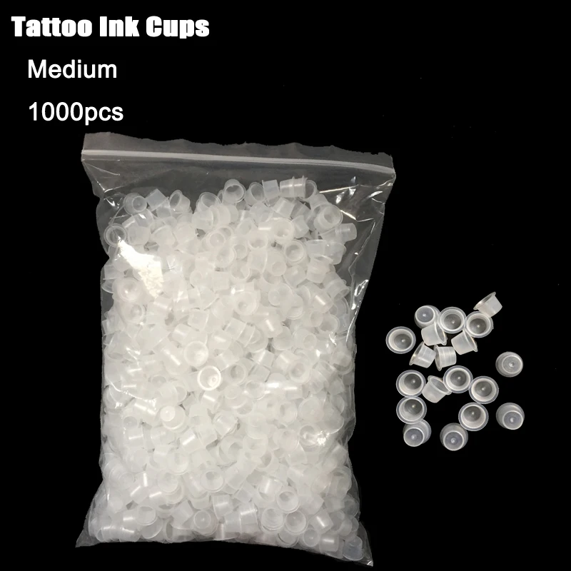 1000pcs 11mm Чернильница для тату s 1000 шт./упак. 11 мм 14 мм 17 мм белый Устойчивый s m l размер прозрачная чернильница для тату крышка поставка для тату чернила 4,8 - Цвет: 1000pcs 11mm