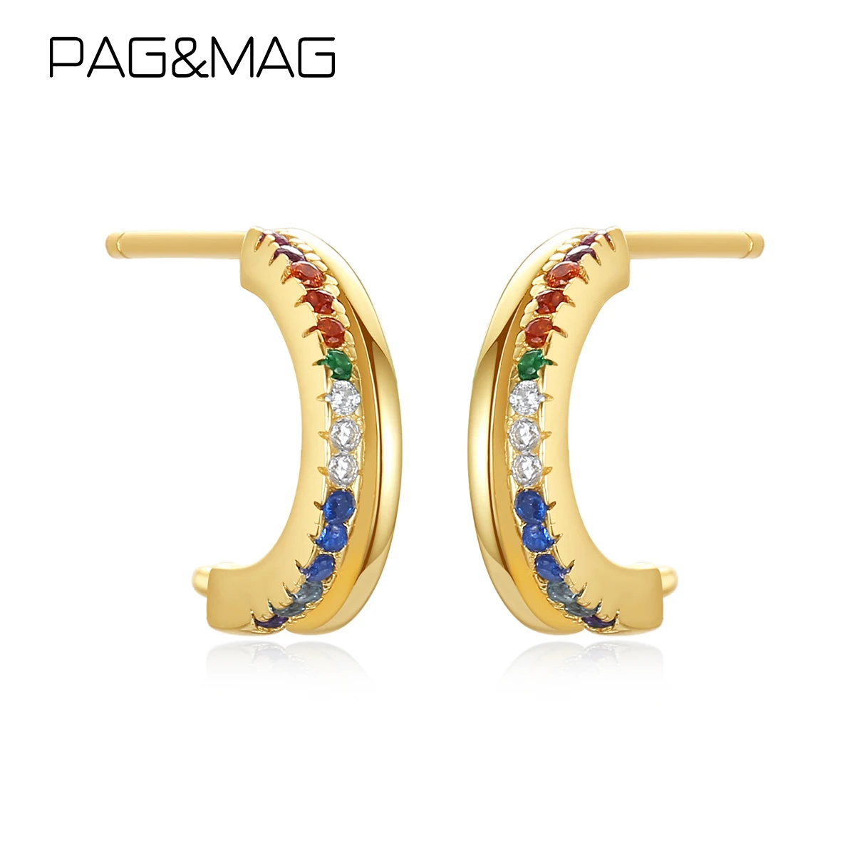 Серьги-гвоздики женские из серебра 925 пробы с фианитами позолоченные 18 карат |