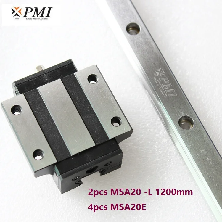 2шт Тайвань PMI MSA20-L 1200 мм линейная направляющая+ 4 шт. MSA20E фланцевые блоки каретки для ЧПУ