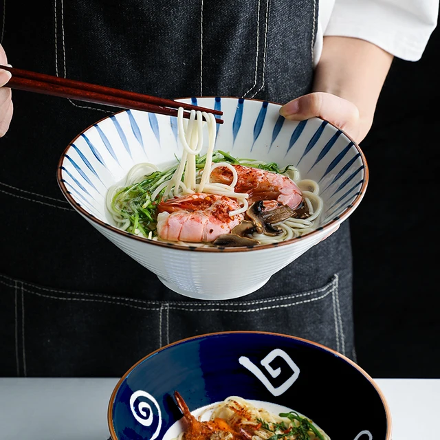 8 inch Japanese Noodle Bowl Salad Rice Fruit Soup Bowl Ramen Noodle Bowl Microwave Ceramic Dinnerware 1