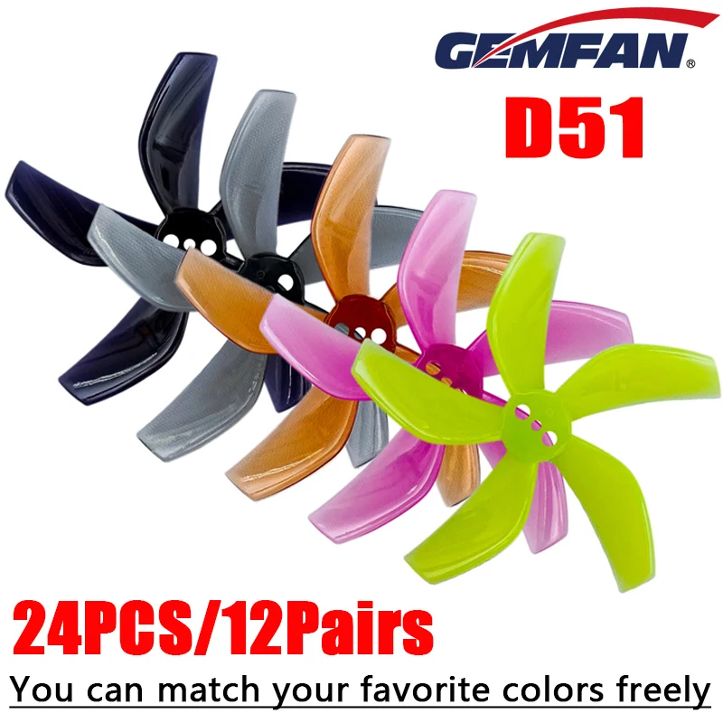 

GEMFAN D51 2020 1.5mm 3 Hole Propeller 2x2 PC Props 5-Blade for Mini RC FPV Racing 1204 Motor Freestyle Tinywhoop 2inch Drone