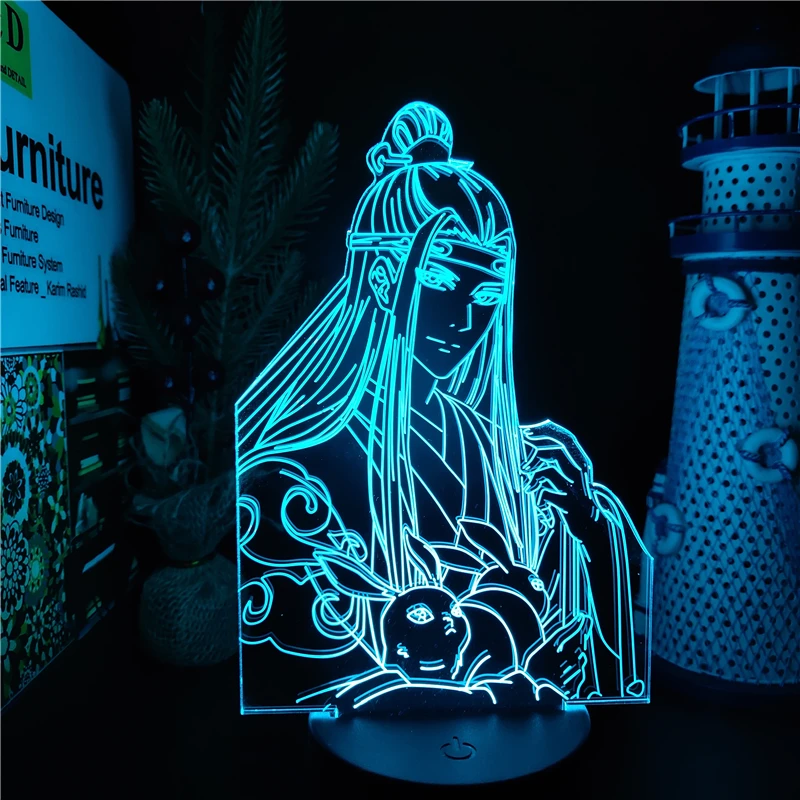 

Mo Dao Zu Shi Lan Zhan Led Panel Lights Anime Figure 3D Illusion Lamp Manga Gift Kids Bedroom Decor Color Changing Night Light