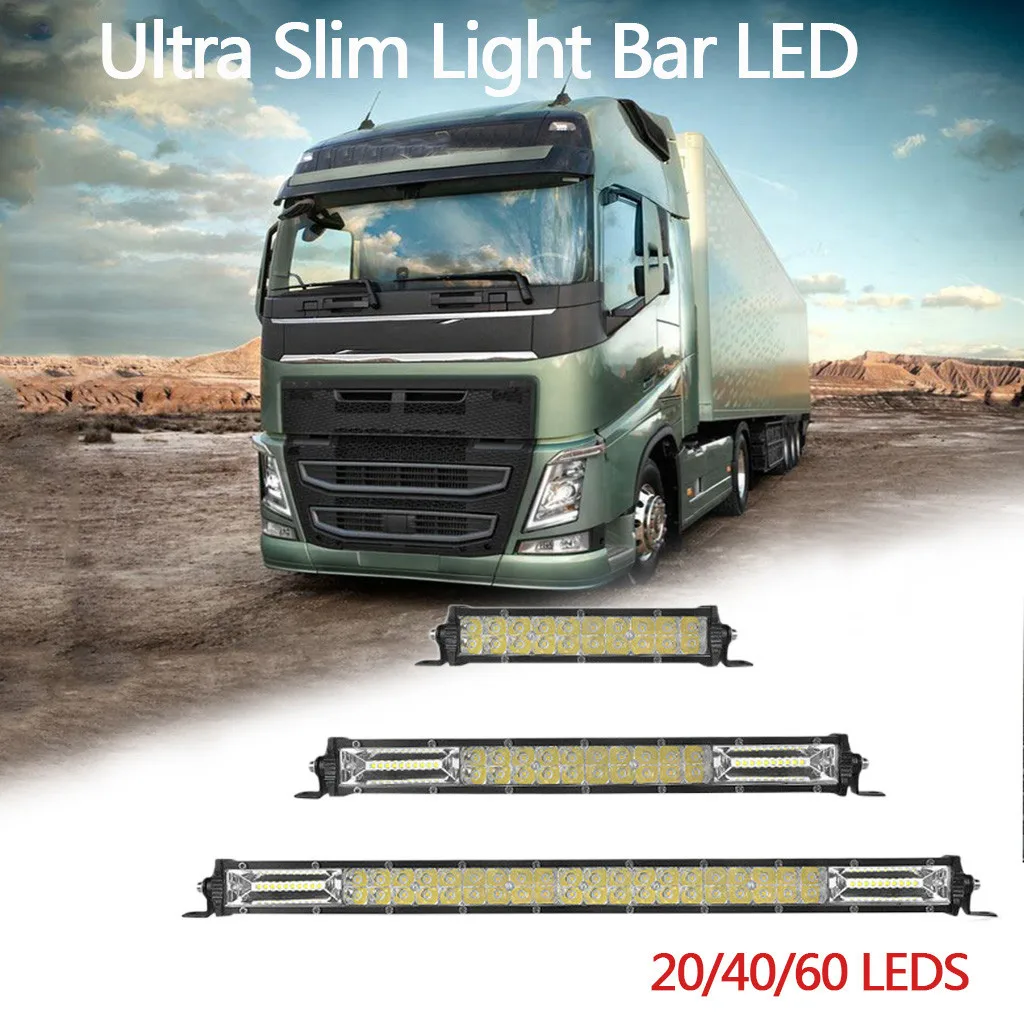 2021 nowy 1 PC 7 "13" 20 Ultra cienki pasek światła LED plamy powodzi Combo mgła podwójne rzędy offroad Slim światła Bar LED lampy # Ger