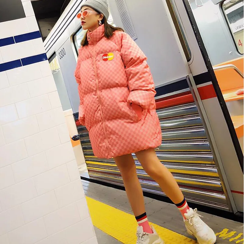 Милое женское уличное пальто, зимняя парка Harajuku, съемная свободная стеганая Длинная зимняя куртка с капюшоном для женщин