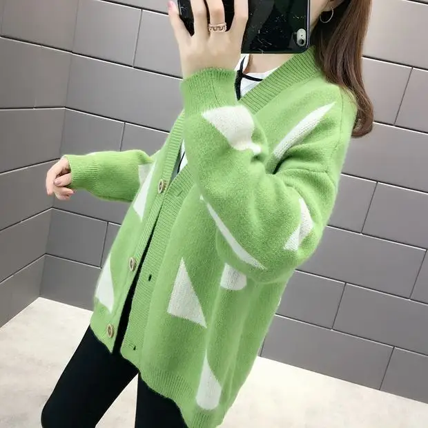 OHCLOTHING, 9289 реальное фото, свободный свитер с бриллиантовым блоком, кардиган, пальто, 45- 1-й этаж, 11 рядов, 1 полка