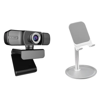 

1 Pcs Usb Hd 1080P Webcam Built in Double & 1 Set Adjustable Desktop Cell Phone Holder Stand Tablet Support