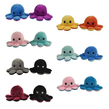 

18 Colors Plush Toys Double-sided Flip Octopus Doll Soft Reversible Stuffed Animals Doll Creative Christmas Gift Home Decoration