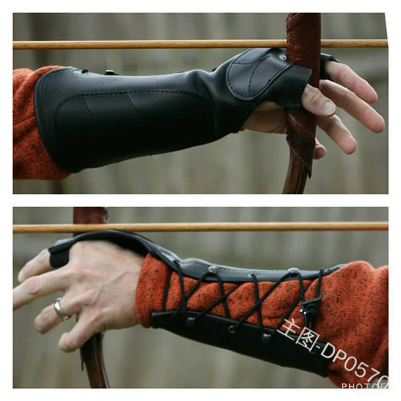 Средневековая Броня широкие манжеты нарукавники стимпанк перчатки мужские Ренессанс воин Рыцари Тамплиер кожа шнуровка рукавицы браслет - Цвет: Черный