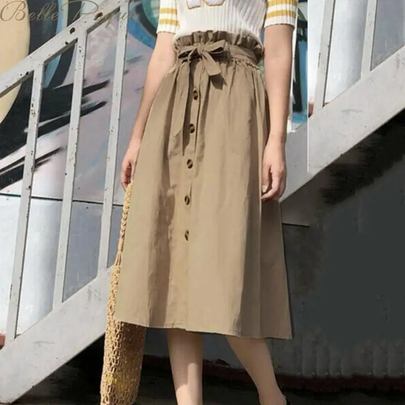 Belle Poque 2019 модная Корейская женская плиссированная трапециевидная школьная юбка