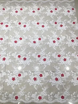 

NIAI Red African Dry Lace Fabric 2019 High Quality Embroidery Nigerian Swiss Voile Lace Cotton Fabrics For Women Dress
