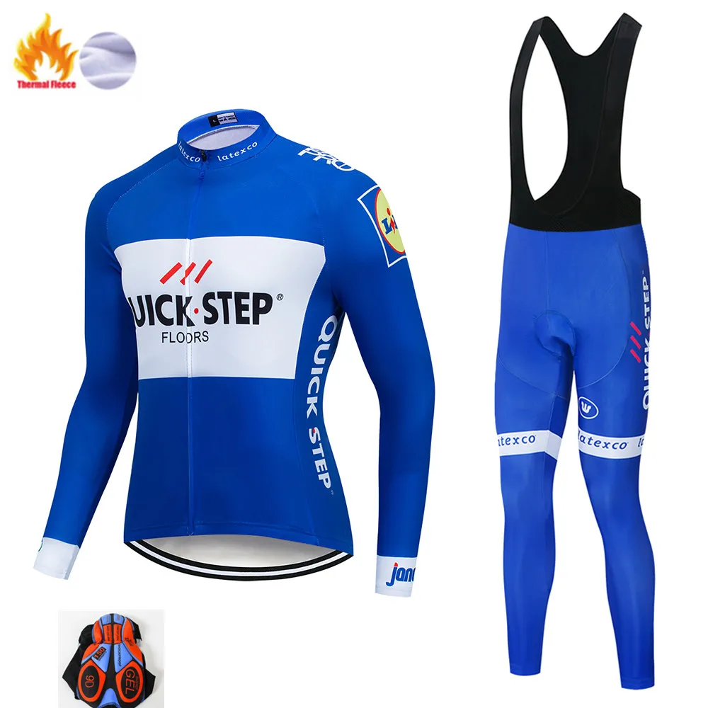 Pro Team быстрый шаг Велоспорт Джерси 9D Bib набор одежды для велосипеда из Бельгии Мужская Зимняя Теплая Флисовая велосипедная Одежда для велоспорта - Цвет: 4