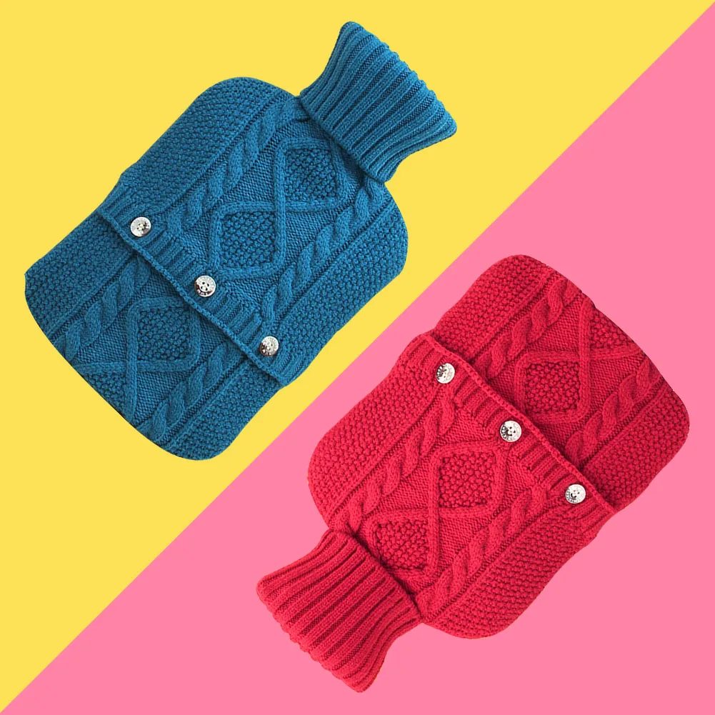 Folding Explosion Proof Protective Insulation Knitted Solid Portable Winter Washable Removable Hot Water Bottle Cover Large Warm