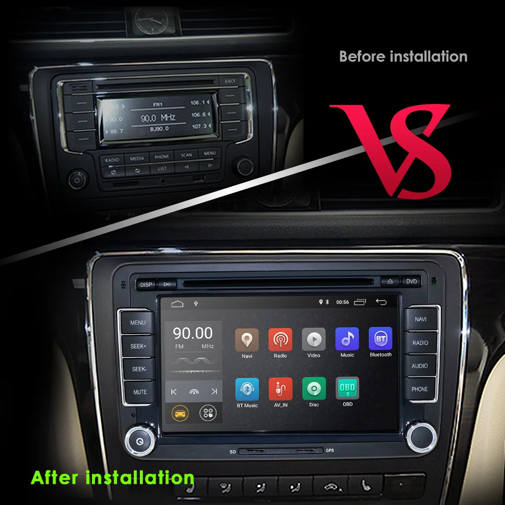 US $179.90 Android 10 Quad Core Double 2 Din 7 Inch Car Dvd Player Navigation Stereo For Vw Polo Golf Jetta Passat Skoda Seat Free Camera