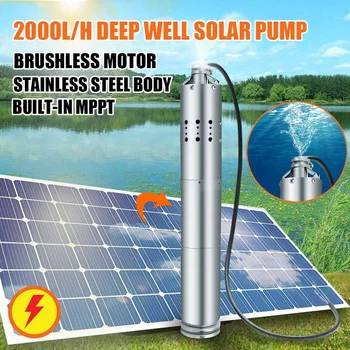 

Solar Powered Water Pump 24V 2000L/H 40m Deep Well Pump DC Submersible Pump Bore Hole Deep Garden Home Agricultural Farm Ranch