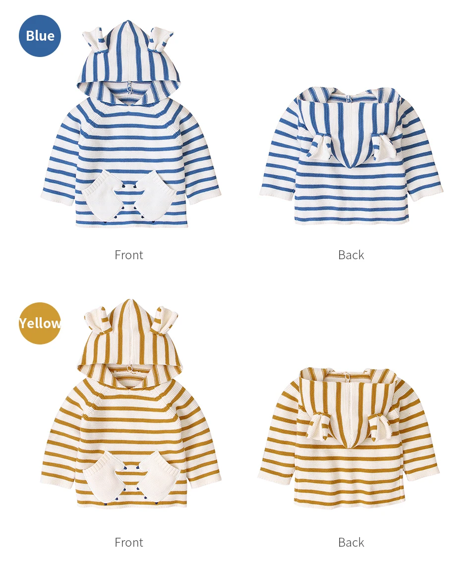 Winter Warm Knitted Baby Sweaters with Hood Jumpers Newborn Boy Girl Pullovers Tops Cute Cartoon Toddler Infant Knitwear Clothes