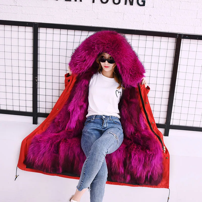 winter fashion real fox hair liner detachable women real fox fur collar warm hooded high quality women fur coat parka