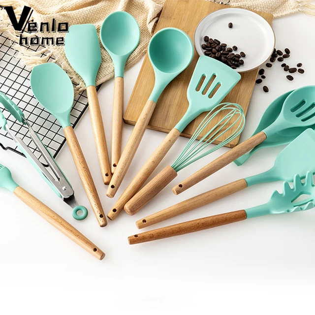 Silicone Mini Spatulas Set with Pastry Brush and Whisk, Small Kitchen Tools  Nonstick Cookware For Cooking, Baking And Serving - Mint Green - 4 Piece