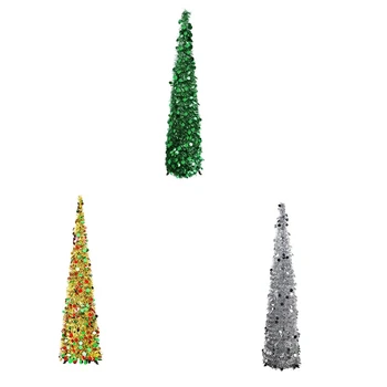 

5Ft Christmas Tinsel Tree with Stand, Gorgeous Collapsible Artificial Christmas Tree for Christmas Decorations