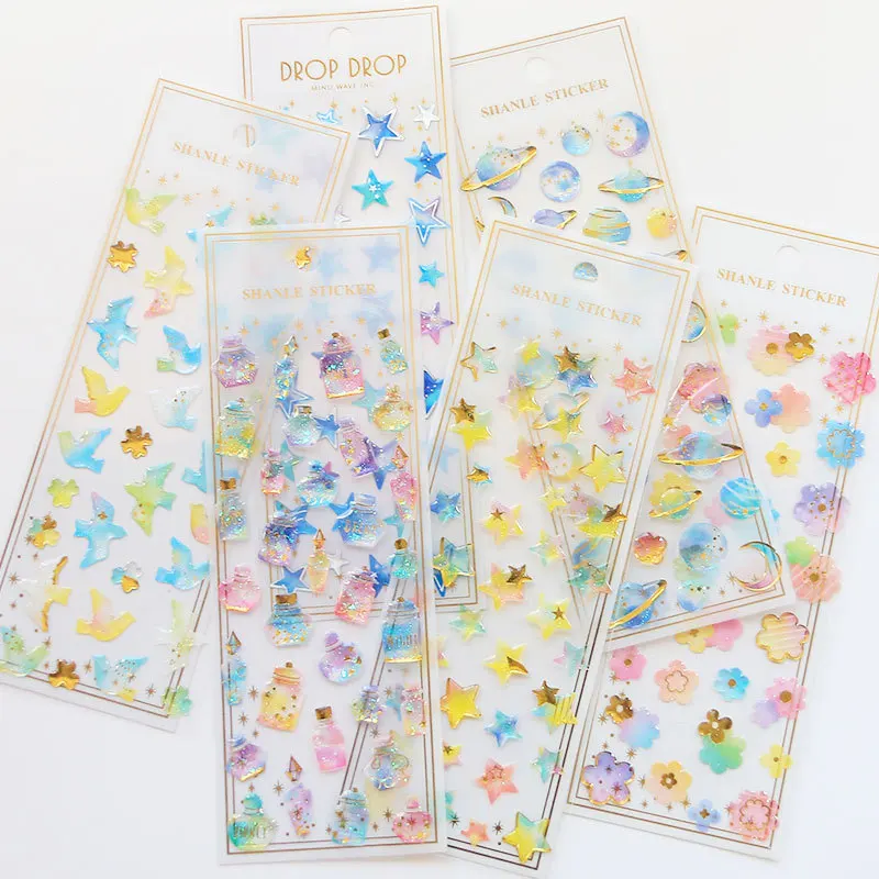 1PCS Stickers on A Laptop Gold Foil Crystal Drop Sticker Diamond 3D Waterproof Stickers Decorative Writings DIY Phone Case E