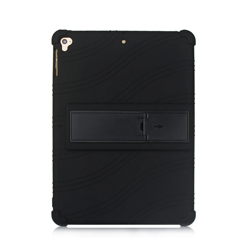 SZOXBY для Apple Ipad, 10,2 дюймов, силиконовый чехол, анти-падение, корпус, кронштейн, ударопрочный, мягкий чехол, прозрачная пленка+ ручка - Цвет: Черный