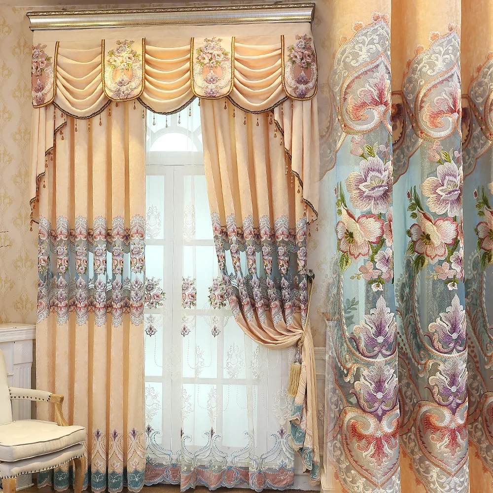 

Curtain Seinier Embroidered Window Curtains In The European Curtains for Living Room and For Bedroom