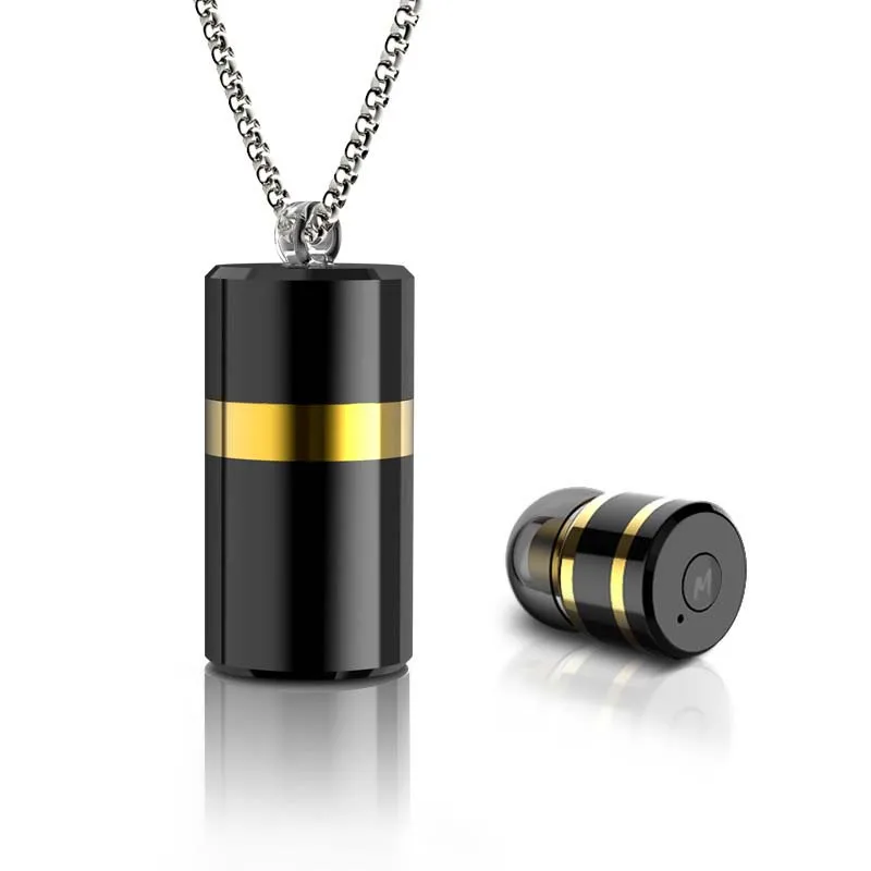 

M2 Wireless Mini Bluetooth Earphone4.1 Stereo Earbuds Mic Pendant Headset Necklace Earplugs Metal for IPhone Xiaomi Phone