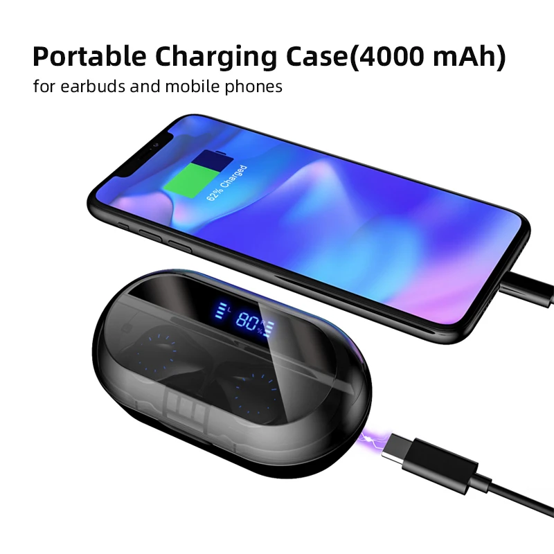 Беспроводные наушники вкладыши Arikasen Touch TWS Bluetooth водонепроницаемые мини с внешним