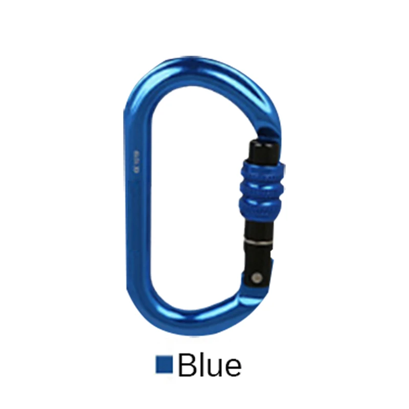 25KN Aluminum Alloy Safety Buckle with Lock O-type Quick Clip Screw Lock Security Carabiner Keychain Rock Climbing Equipment - Цвет: Blue