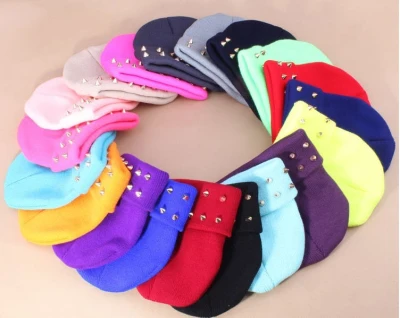 Candy color skull knitted jelly fluo plastic rivets Warm Wool Caps Neon Harajuku Studded Rivets Knitted Hats | Аксессуары для