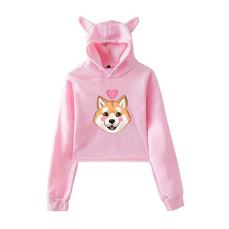 

Shiba Inu Dog Print Woman Hoodies Girls Spring Autumn Long Sleeve Ladies Sweatshirts Dropshipping Harajuku Cropped Tops