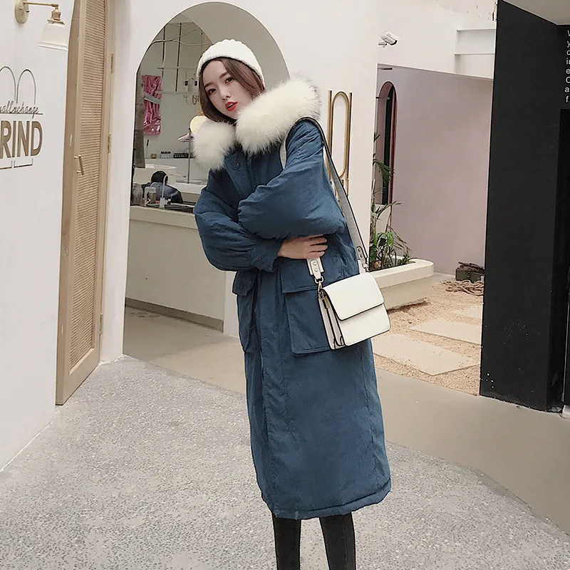 

INS Cotton Coat Women's Mid-length 2019 New Style Korean-style Loose-Fit BF Dongdaemun over-the-Knee Network hong yu rong Cotton