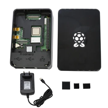 

for Raspberry Pi 4B ABS Black Case 2G RAM DIY Kit with Heatsink 5V 3A Power Adapter for Raspberry PI 4 Model B