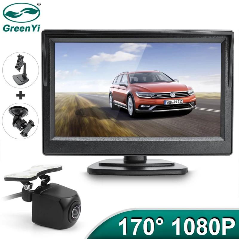 Камера заднего вида GreenYi универсальная камера 5 дюймов AHD 1920*1080P 170 ° с подсветкой