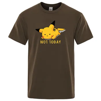 

NOT TODAY Cute Lazy Pikachu Pokemon Pika Gaming Print Mens tshirt Casual Funny t shirt For Men Tops Tee Hipster men's clothing